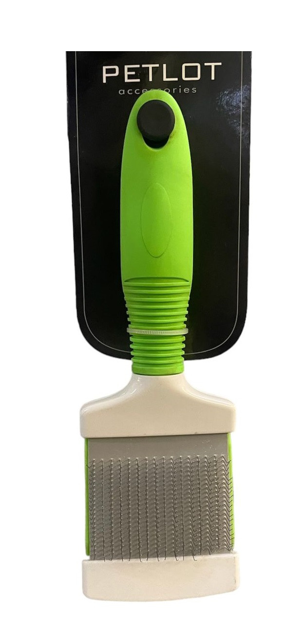 PETLOT Double Sided Square Hair Brush for Cats & Dogs - Green