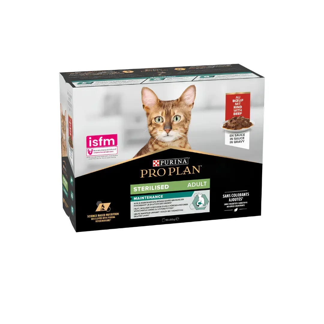 PRO PLAN Sterilised Maintenance Cats Sachets Pack with BEEF- 10 X 85gm
