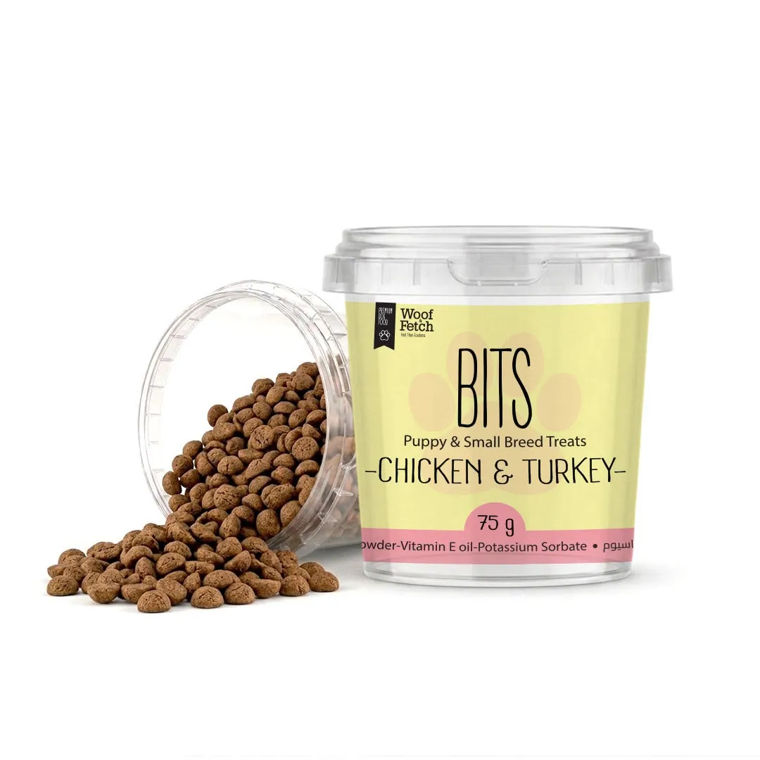 Woof & Fetch BITS Puppy & Small Breed Treats - Chicken & Turkey- 75gm