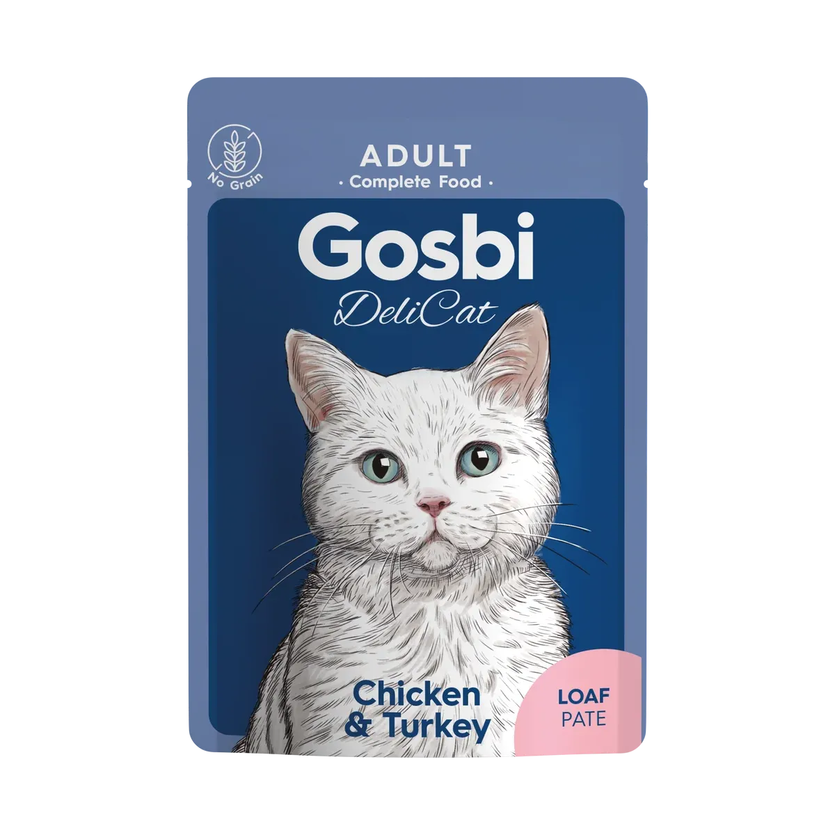 Gosbi DeliCat Adult Cat  Whith  Chicken&Turkey  Loaf Pate 70gm