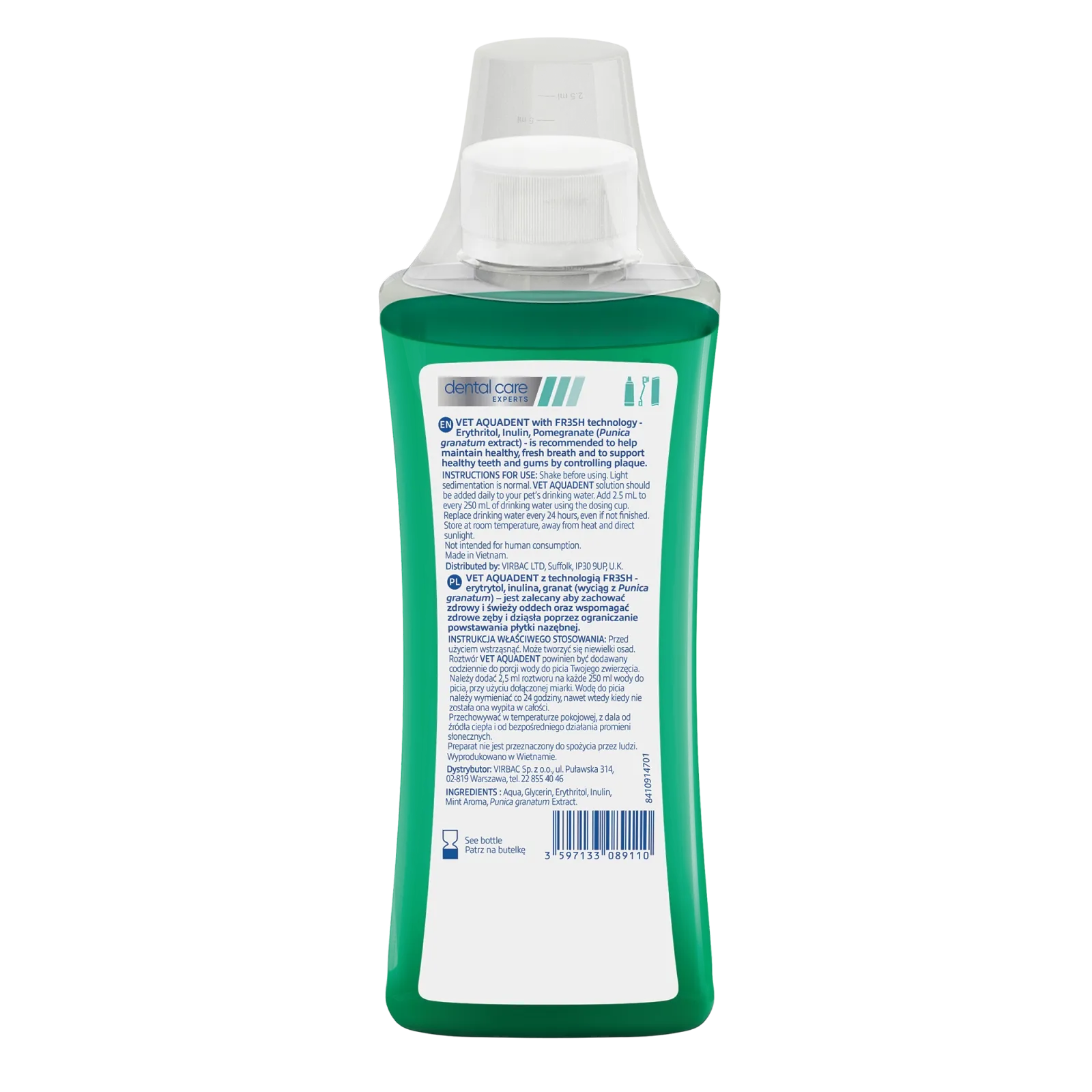 Virbac Vet Aquadent FR3SH™ – Water Additive for Dogs & Cats- 250ml