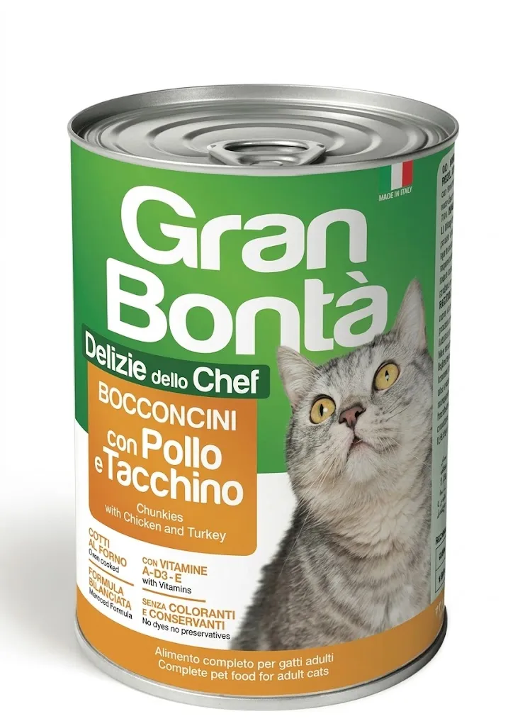Gran Bonta Adult Cat Wet Food with Chicken & Turkey Chunkies -415gm