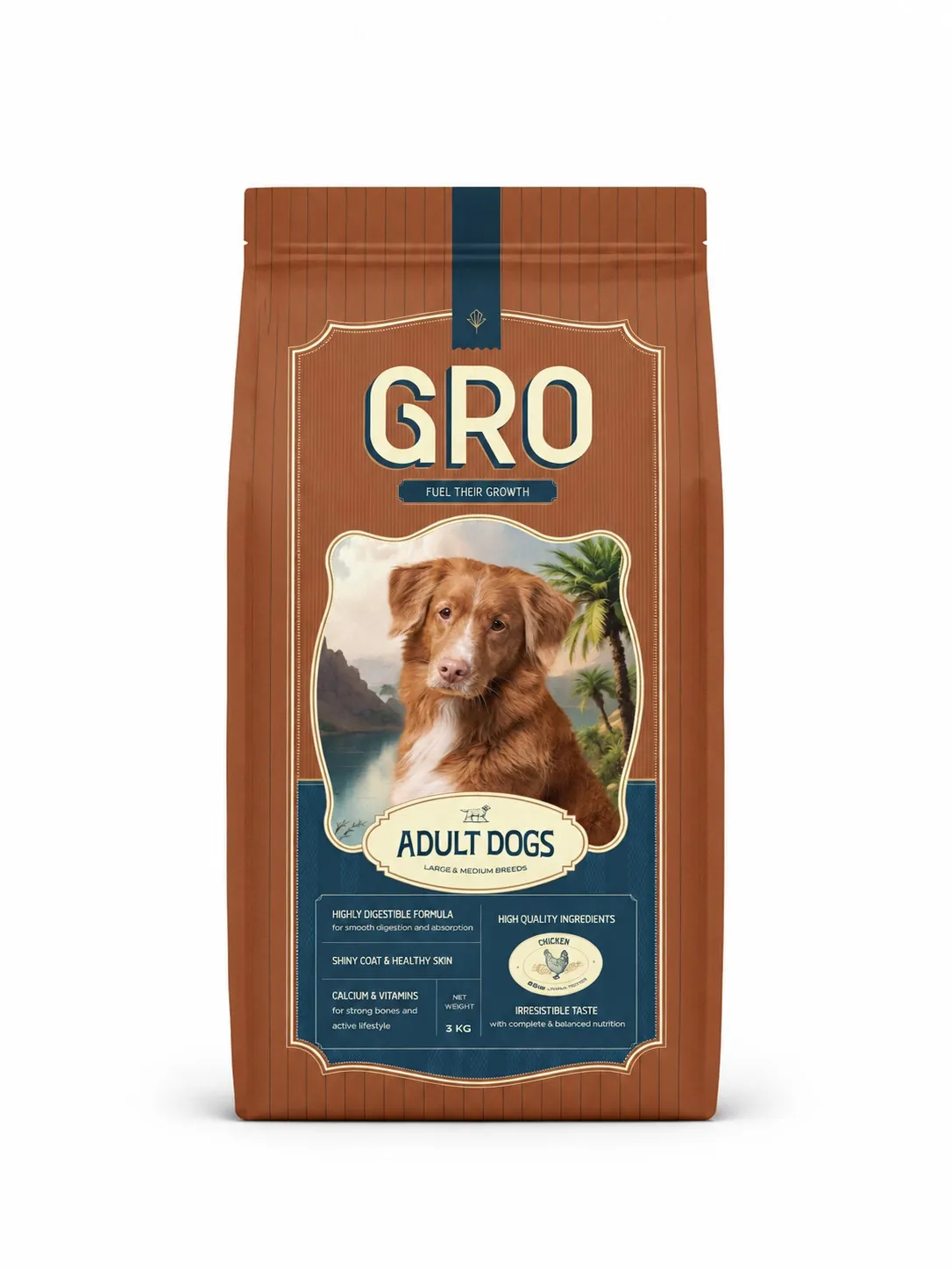 GRO Adult Large & Medium Dogs Dry Food -3KG