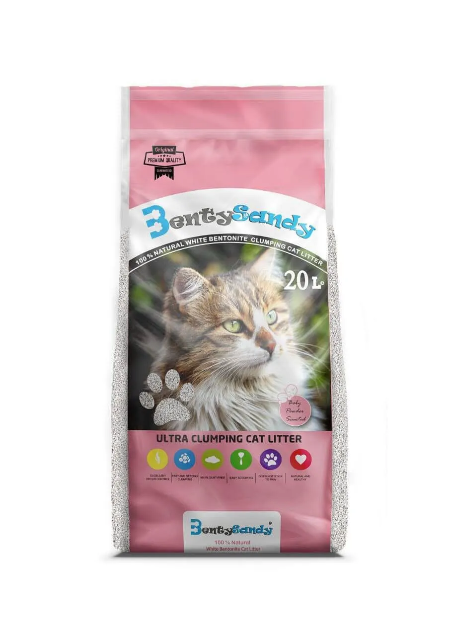 BentySandy Clumping Cat Litter - Baby Powder Scented - 20L