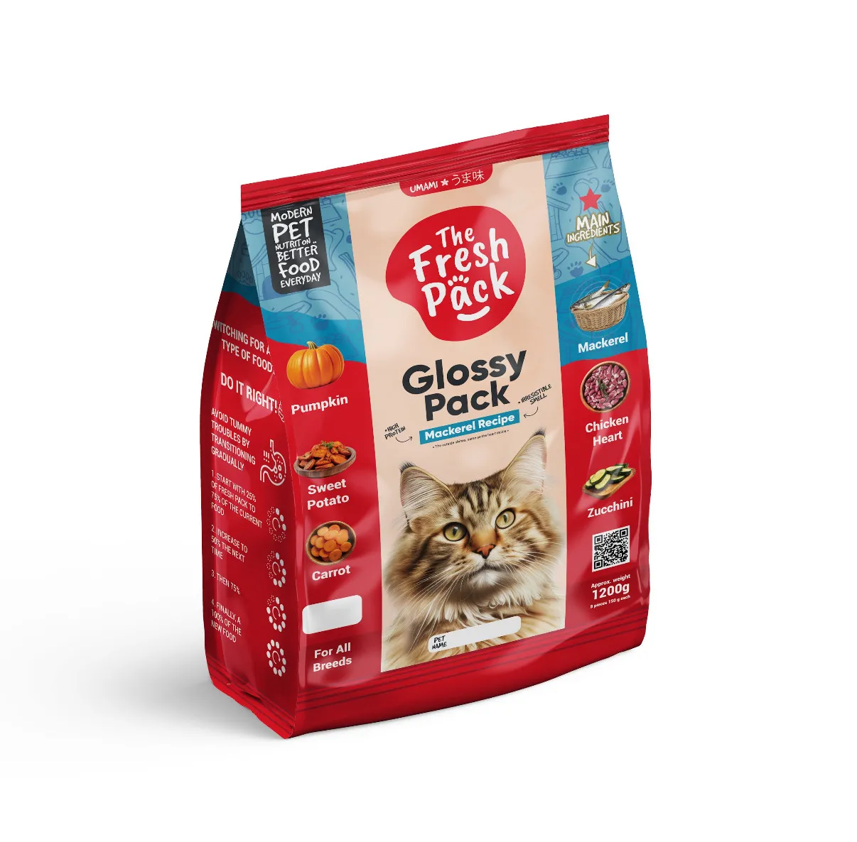 طعام رطب قطط Fresh Pack 1200 جرام