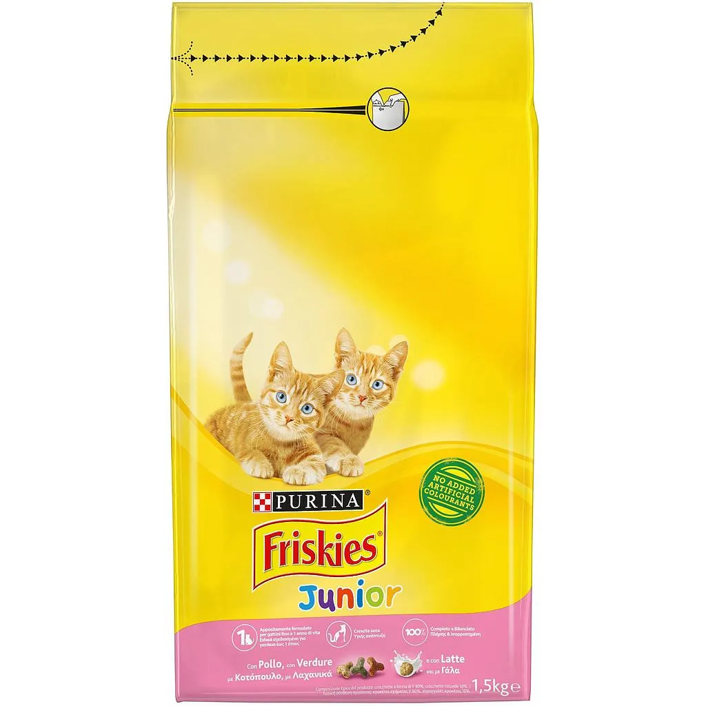 فريسكيس جونيور مع دجاج و اللبن دراي فود للقطط 1.5 kg