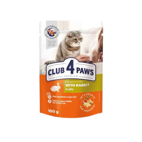 طعام رطب قطط CLUB 4 PAWS أرنب 100 جرام