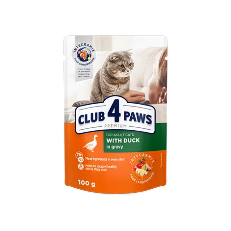 طعام رطب قطط CLUB 4 PAWS بط 85 جرام