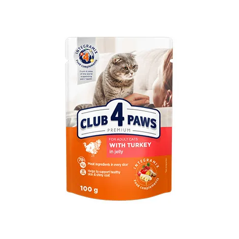 طعام رطب قطط CLUB 4 PAWS ديك رومي 85 جرام