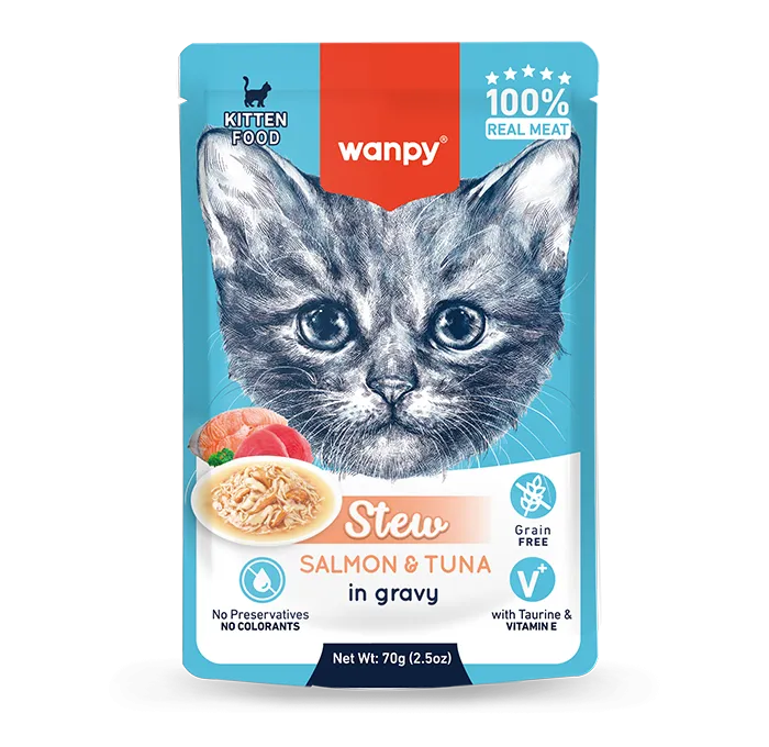 Wanpy Stew Salmon & Tuna For Kittens - 70gm