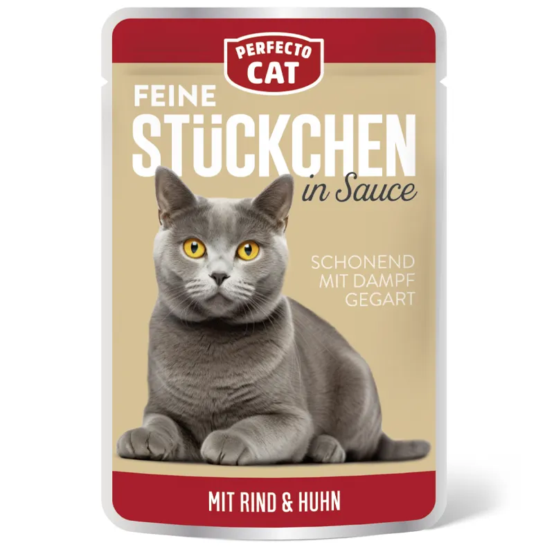 Perfecto Cat Fine Pieces in Sauce with Beef & Chicken - 100gm