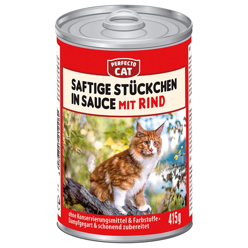 Perfecto Cat Juicy Chunks in Sauce with Beef - 415gm