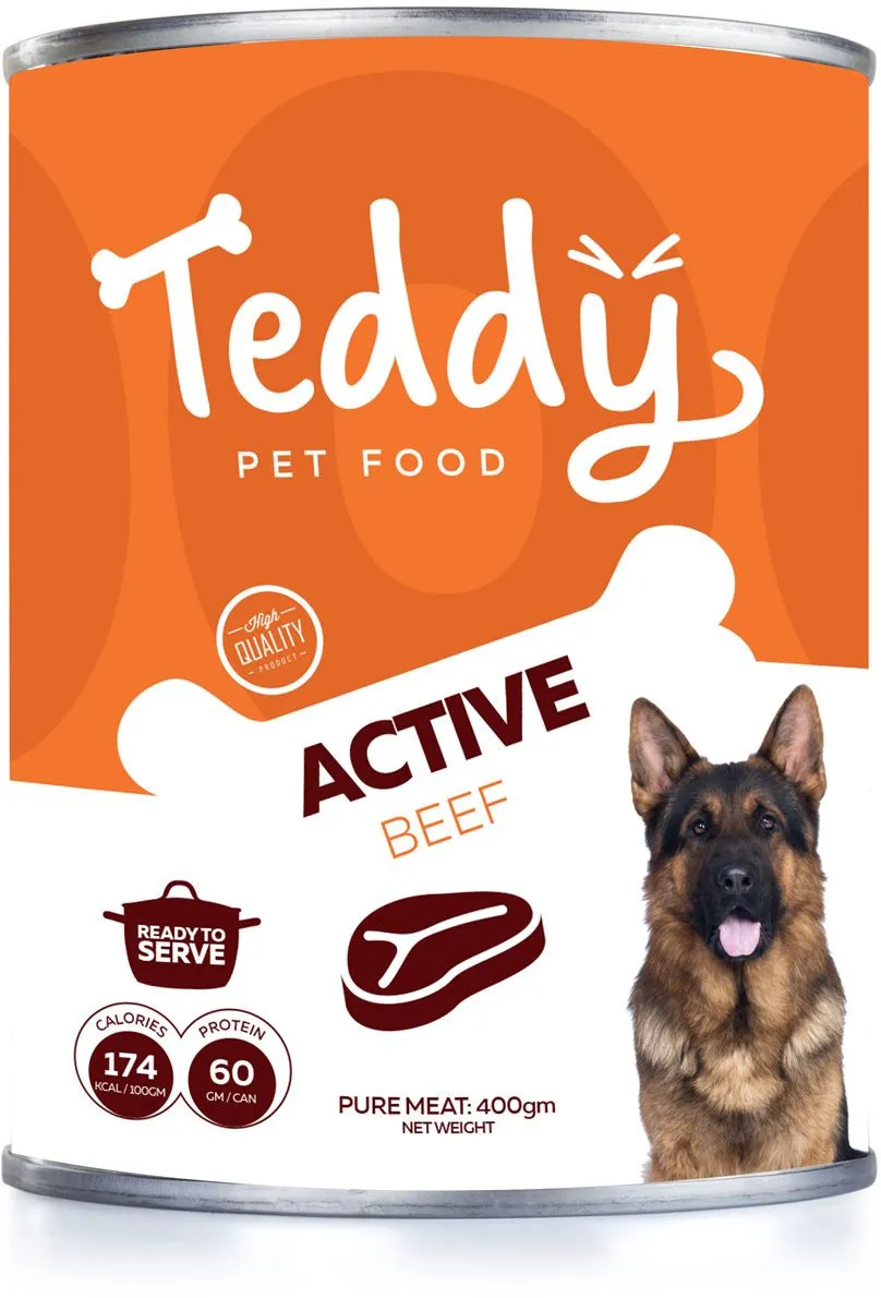 Teddy Active Dog Wet Food Beef 400 gm