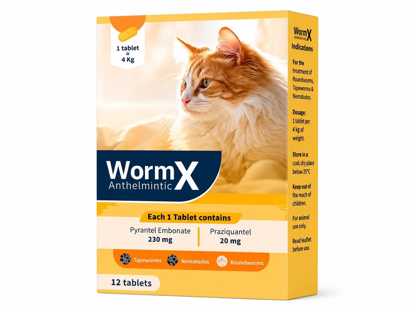 WormX De-Worming for Adult Cats - 12 Tablets