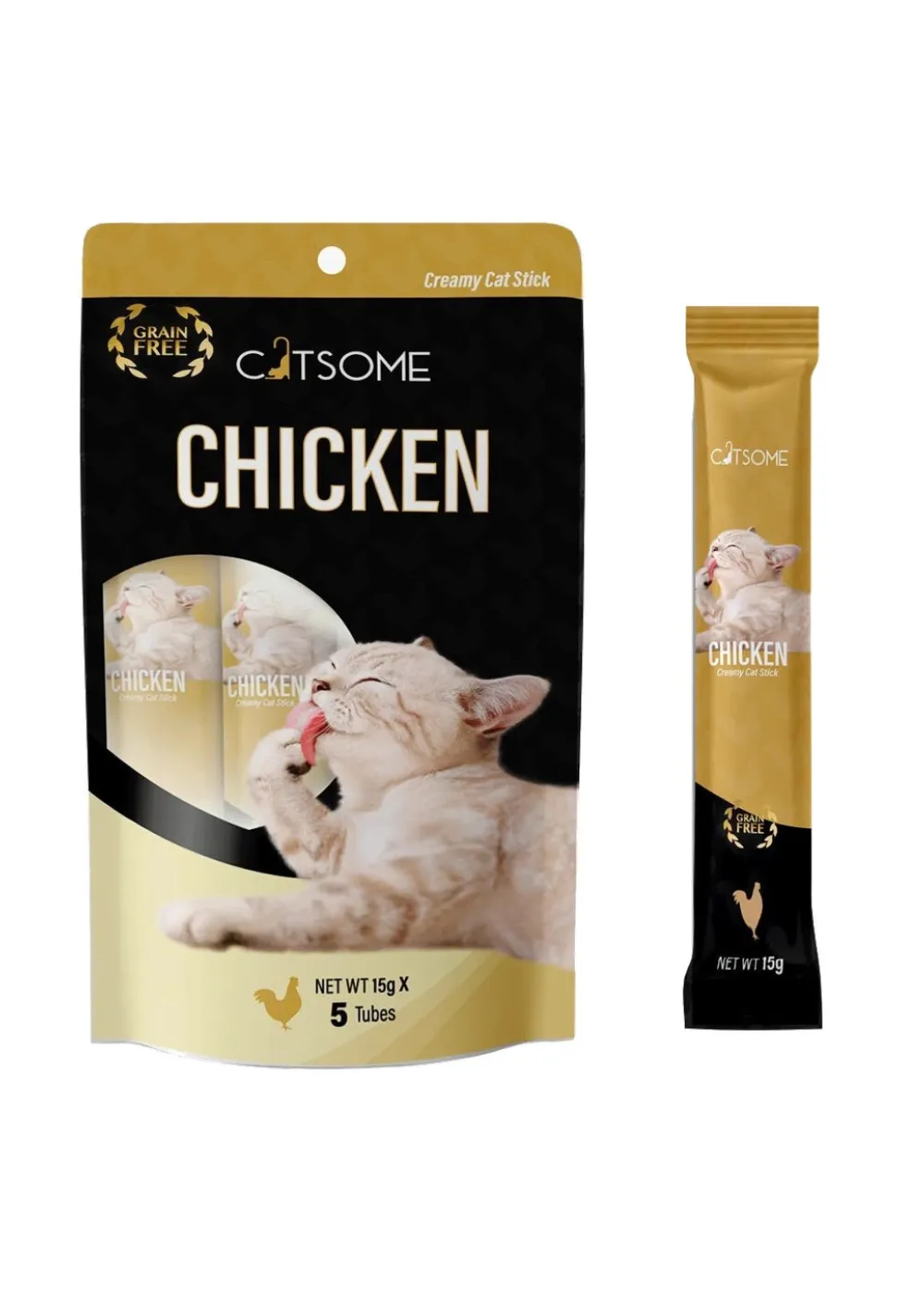 CATSOME Creamy Cat Stick with Chicken - (5 sticks X 15gm)