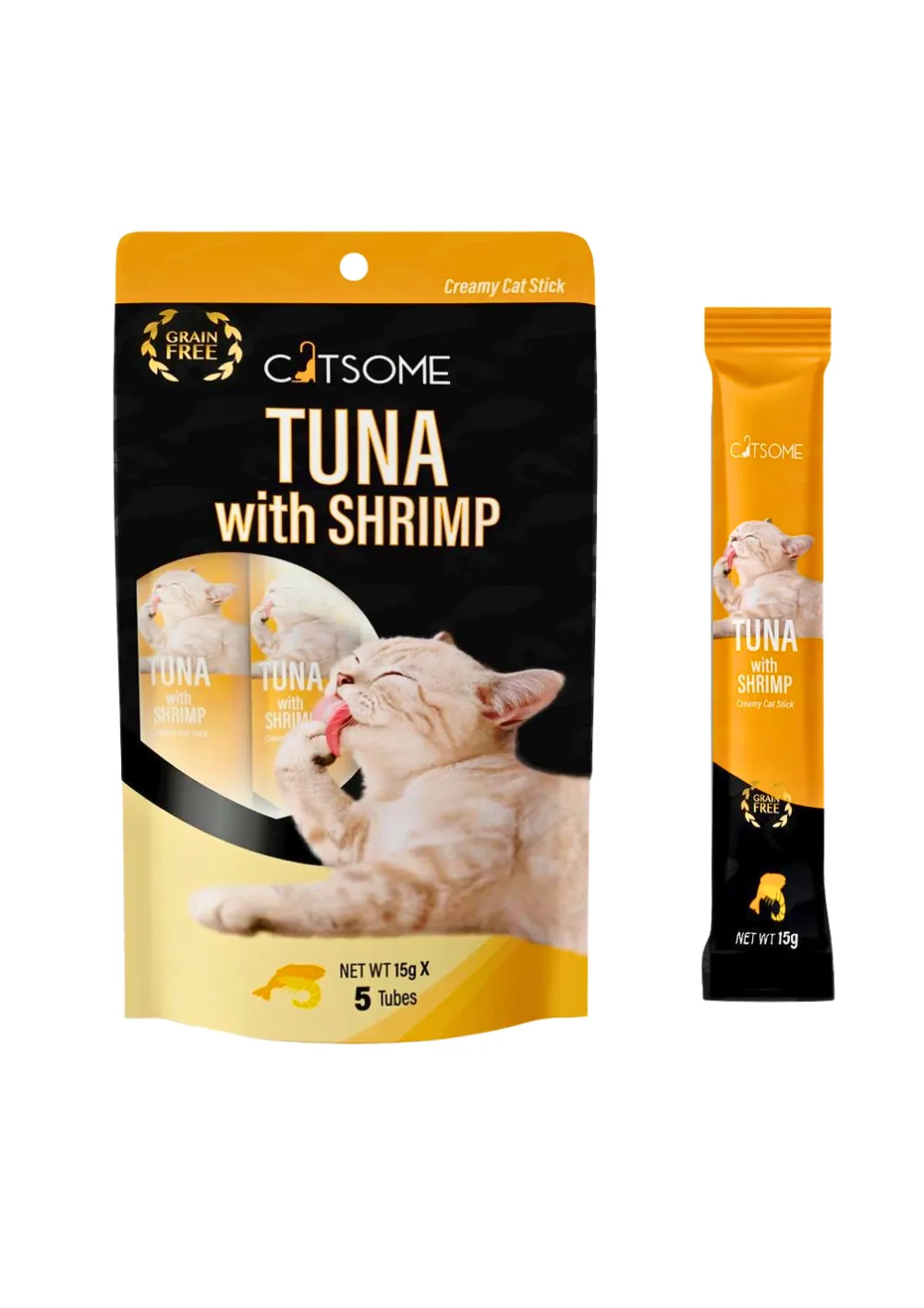 CATSOME Creamy Cat Stick with Tuna and Shrimp - (5 sticks X 15gm)