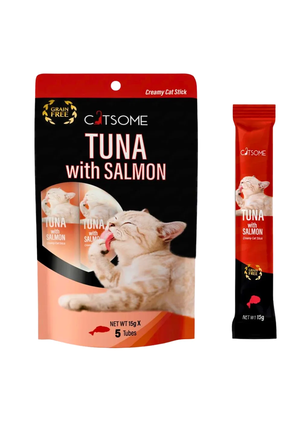 CATSOME Creamy Cat Stick with Tuna and Salmon - (5 sticks X 15gm)