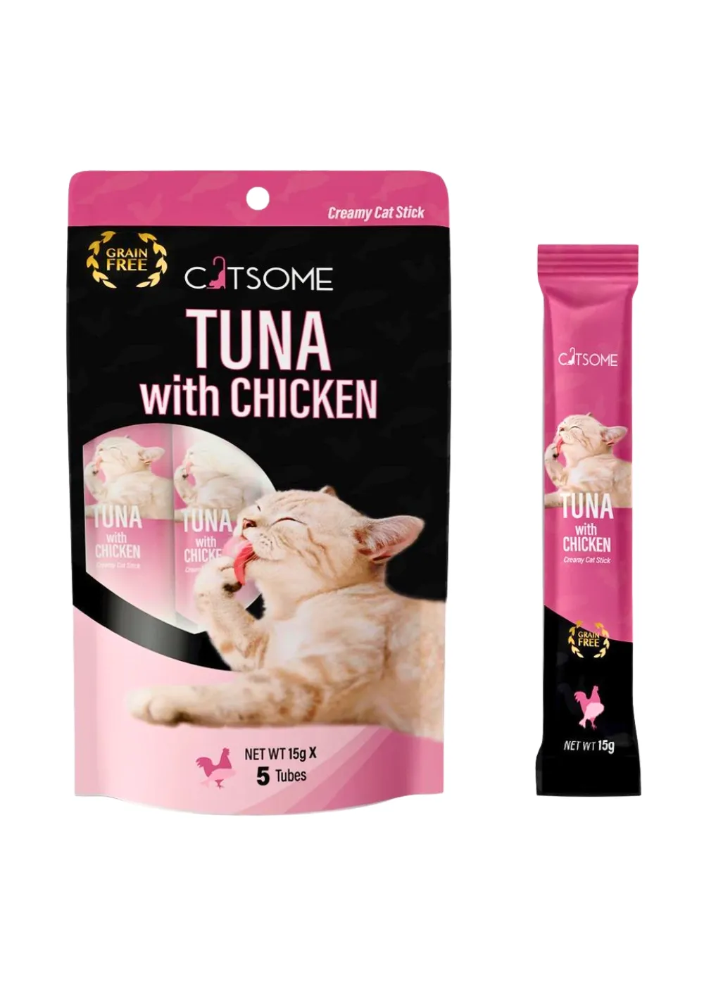 CATSOME Creamy Cat Stick with Tuna and Chicken - (5 sticks X 15gm)