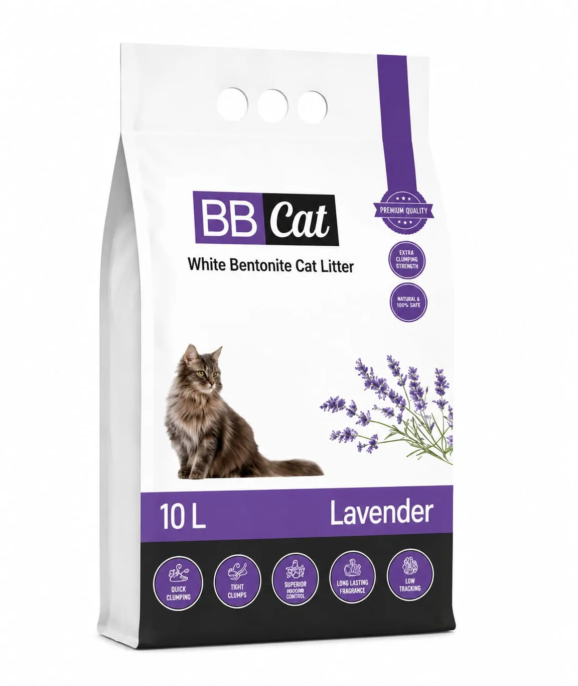 BB Cat White Bentonite Cat Litter - Lavender - 10L