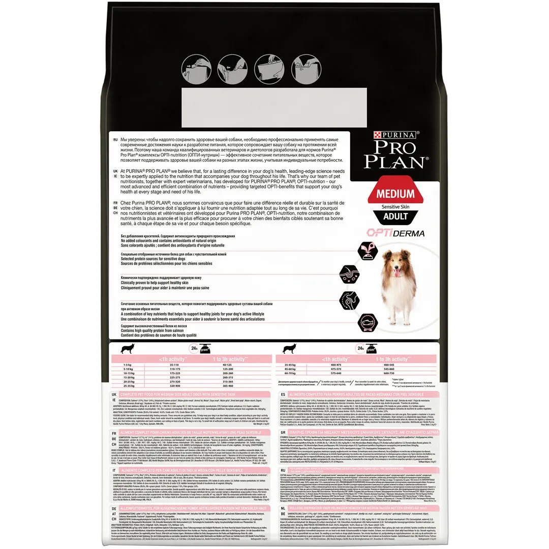PRO PLAN Dog Medium Adult  Sensitive Skin Rich in Salmon - 3KG