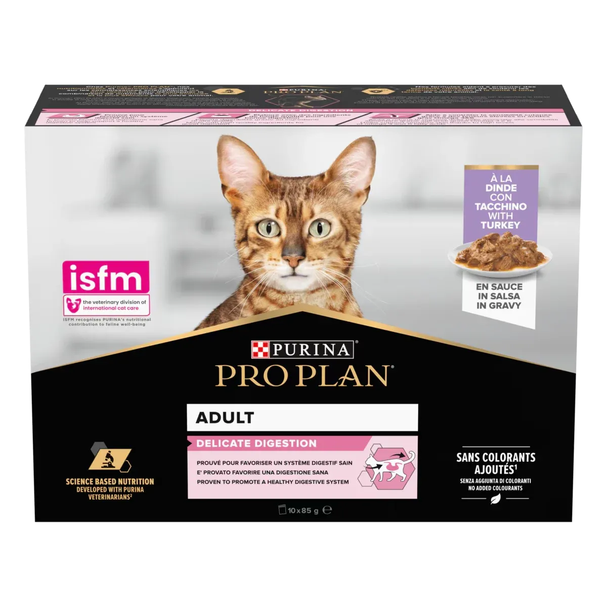 PRO PLAN Delicate Digestion Adult Cat Wet Food with TURKEY - 10 X 85gm