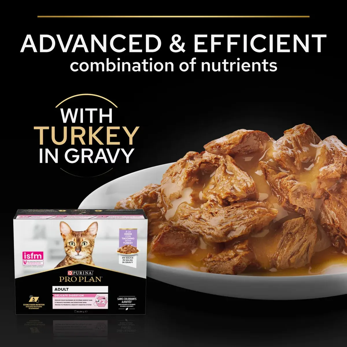 PRO PLAN Delicate Digestion Adult Cat Wet Food with TURKEY - 10 X 85gm
