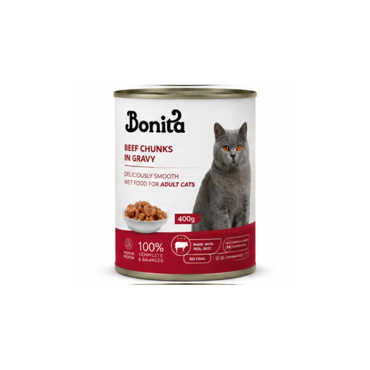 Bonita Beef Chunks in Gravy for Adult Cats - 400gm