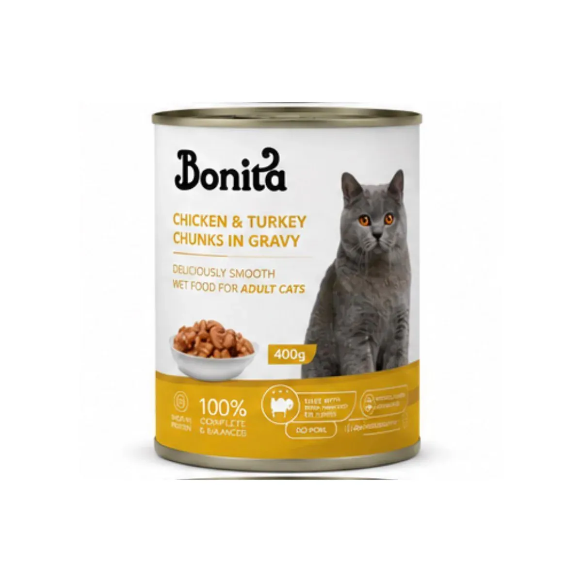 Bonita CHICKEN & TURKEY Chunks in Gravy for Adult Cats - 400gm