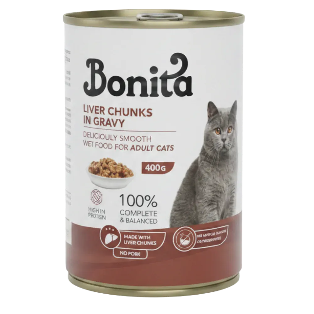 Bonita LIVER Chunks in Gravy for Adult Cats - 400gm