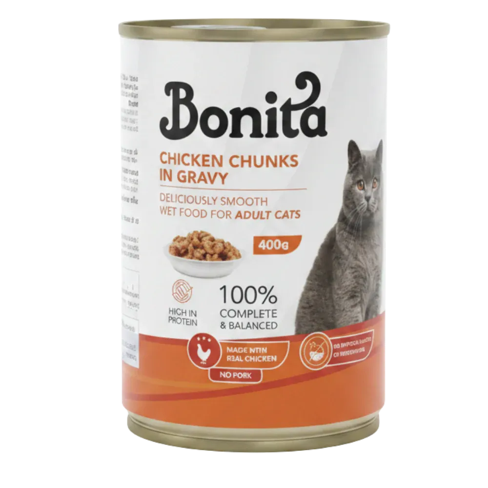 Bonita CHICKEN Chunks in Gravy for Adult Cats - 400gm