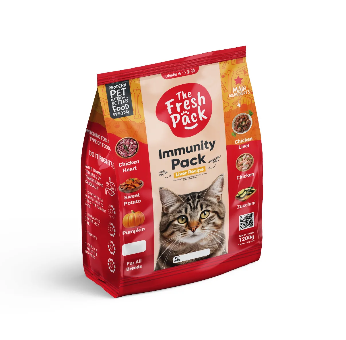 طعام رطب قطط Fresh Pack 1200 جرام
