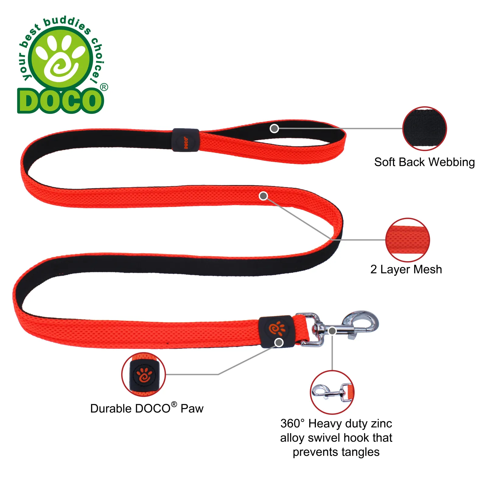 DOCO Puff Mesh Leash - DCA1160