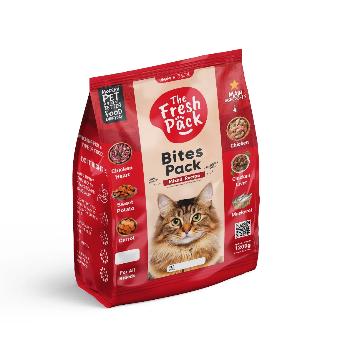 طعام رطب قطط Fresh Pack 1200 جرام