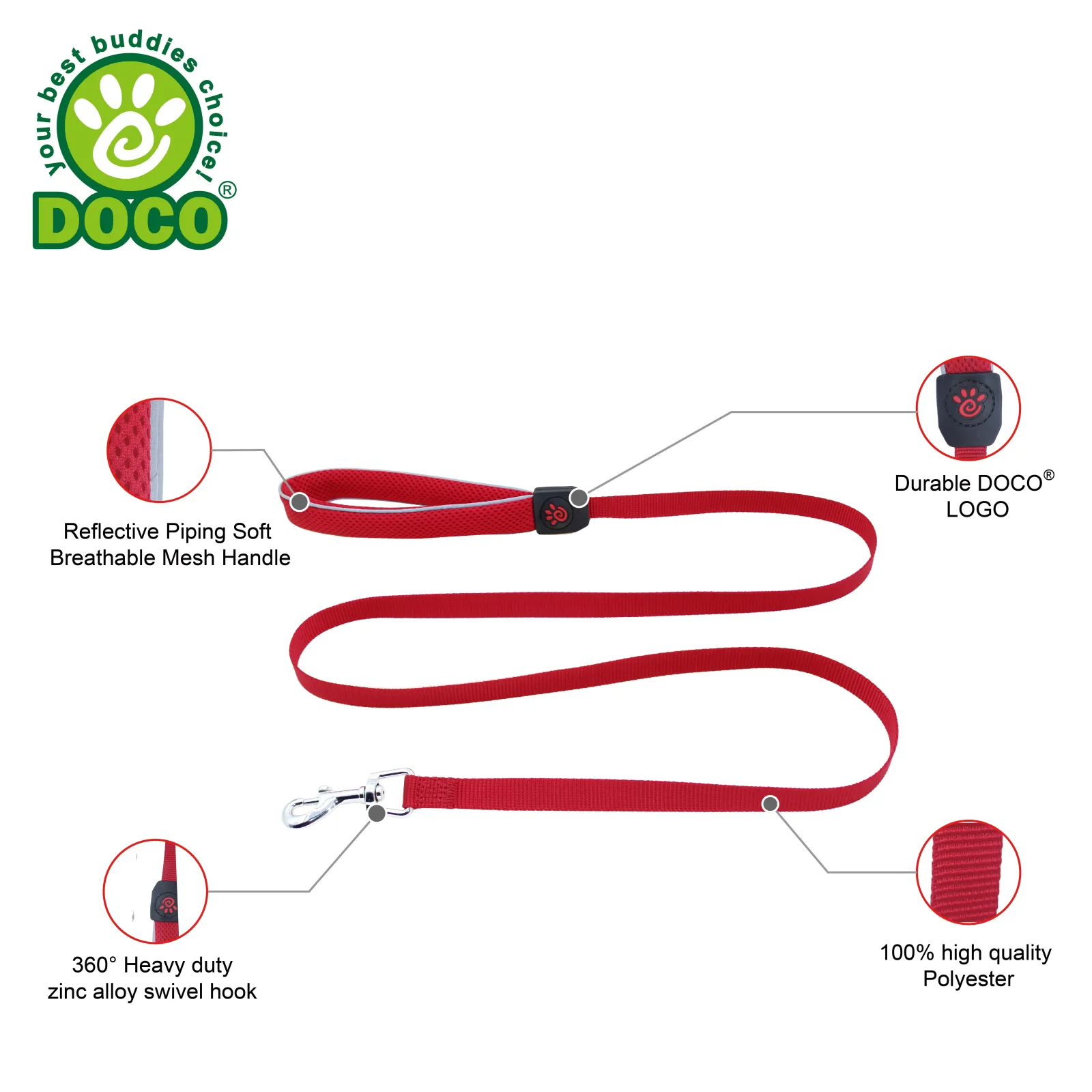 DOCO Athletica Reflective Leash Small - DCA3660