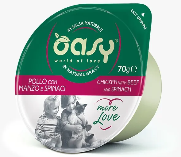 Oasy MORE LOVE CUP Chicken with Beef and Spinach - 70gm