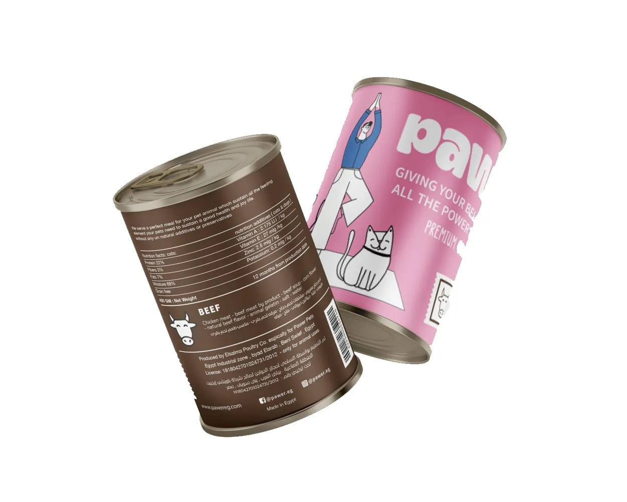 Pawer Adult cat wet Food with BEEF-  400gm