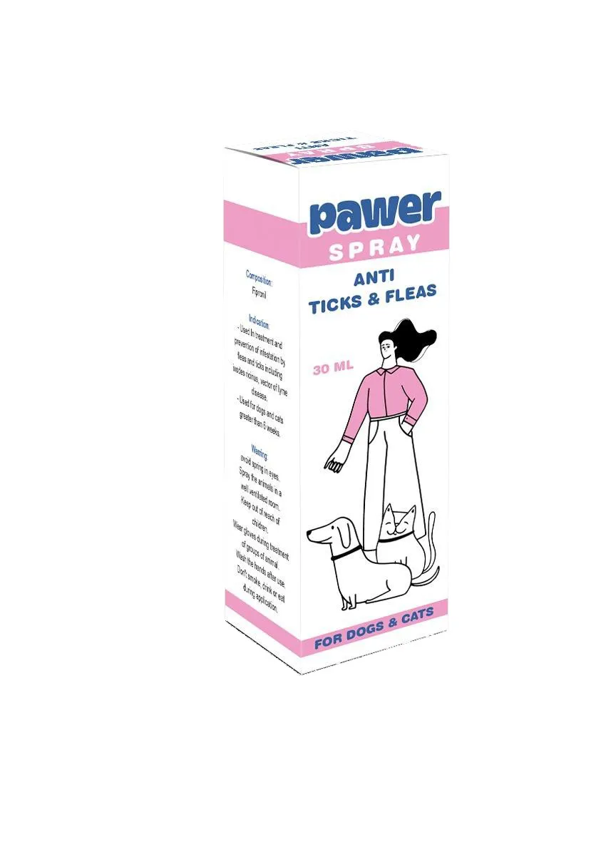 Pawer Anti Ticks & Fleas Spray for Dogs & Cats - 30ml
