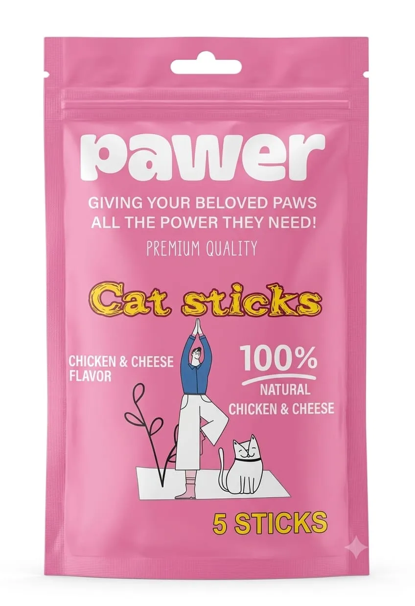 Pawer Premium Cat Sticks - CHICKEN & CHEESE Flavor, 5 Sticks