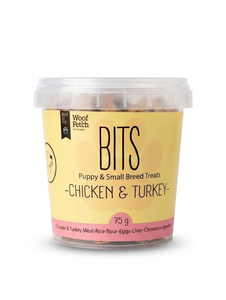 Woof & Fetch BITS Puppy & Small Breed Treats - Chicken & Turkey- 75gm
