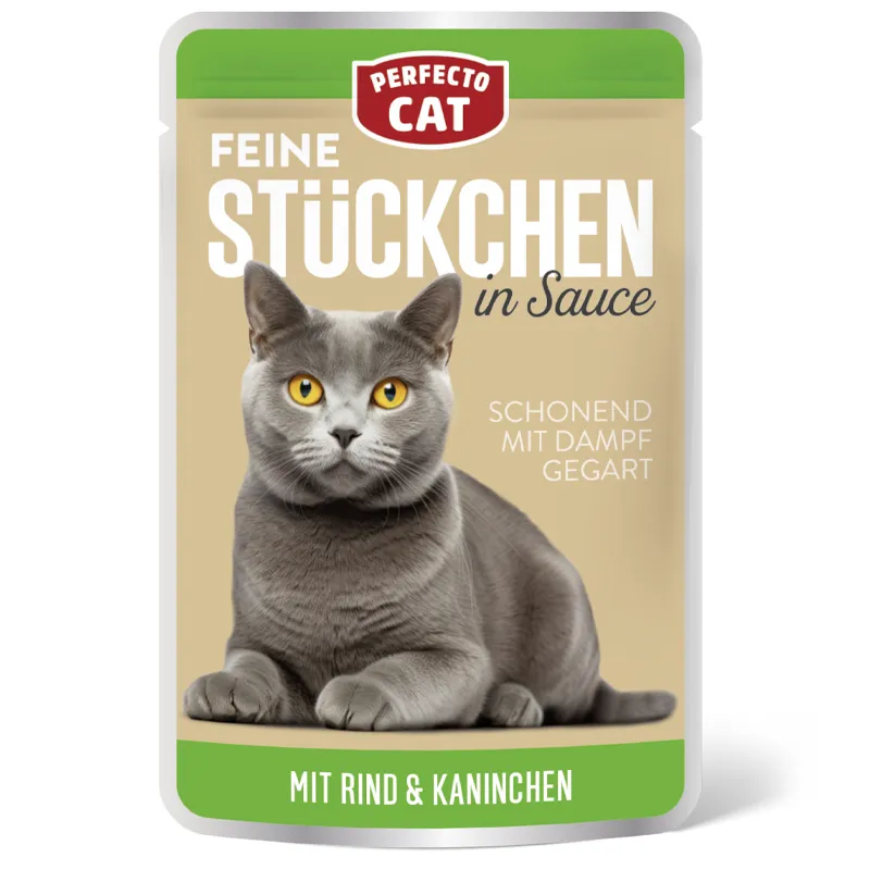 Perfecto Cat Fine Chunks in Sauce with Beef & Rabbit - 100gm