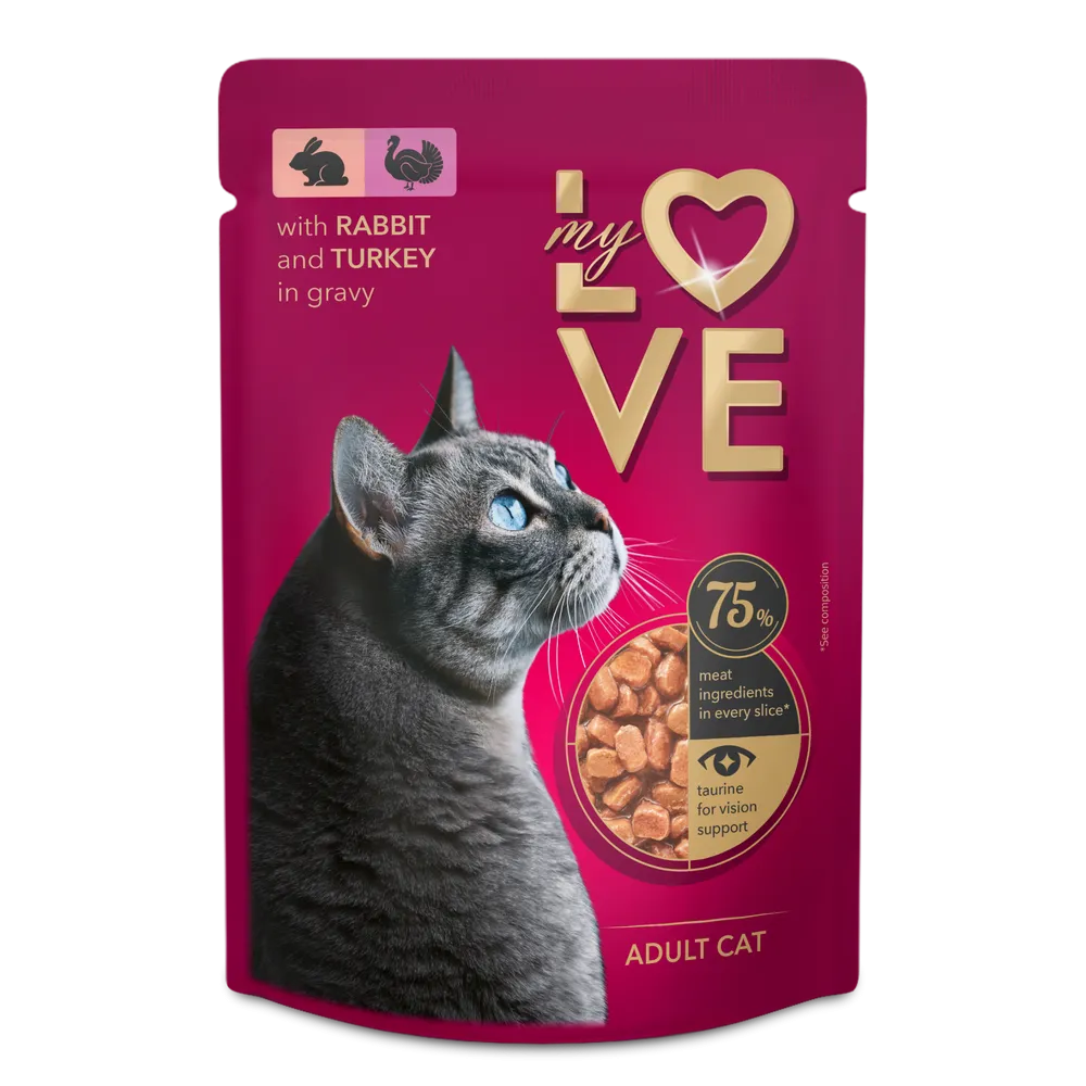 My Love  Adult Cat Wet Food With RABBIT & Turkey in Gravy -  85 gm