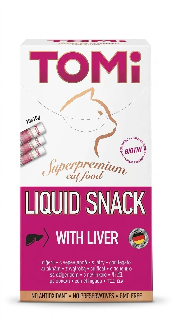 TOMi Liquid Snack for Cat  with Liver (10 x10g)