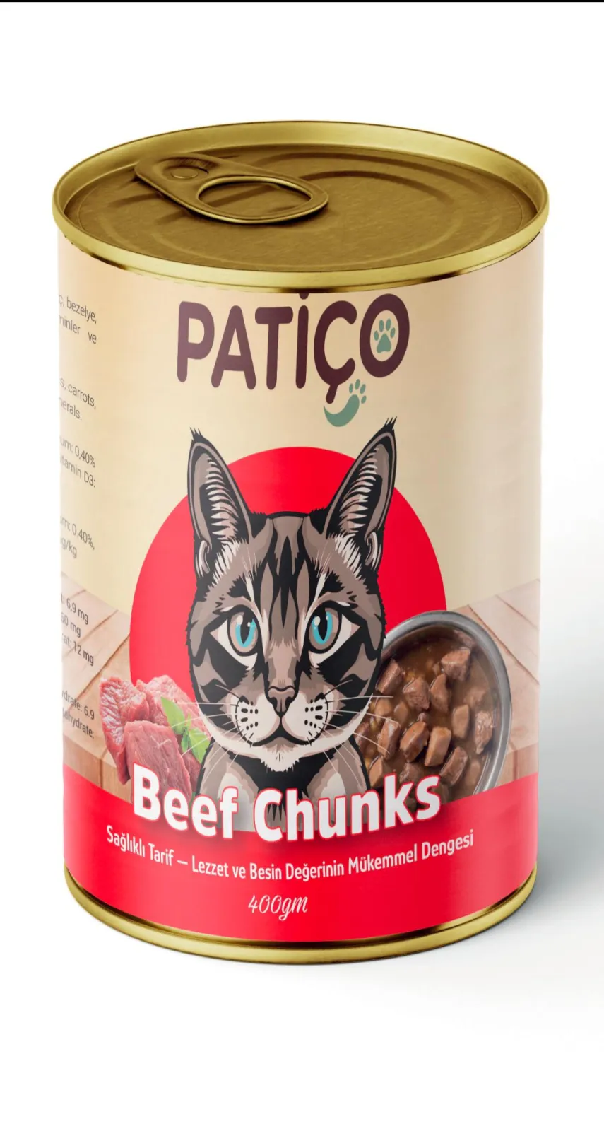 PATICO Adult Cat Wet Food with Beef Chunks -400gm