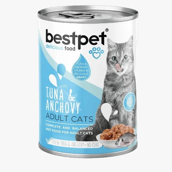 bestpet TUNA & ANCHOVY in Gravy for Adult Cats 400gm